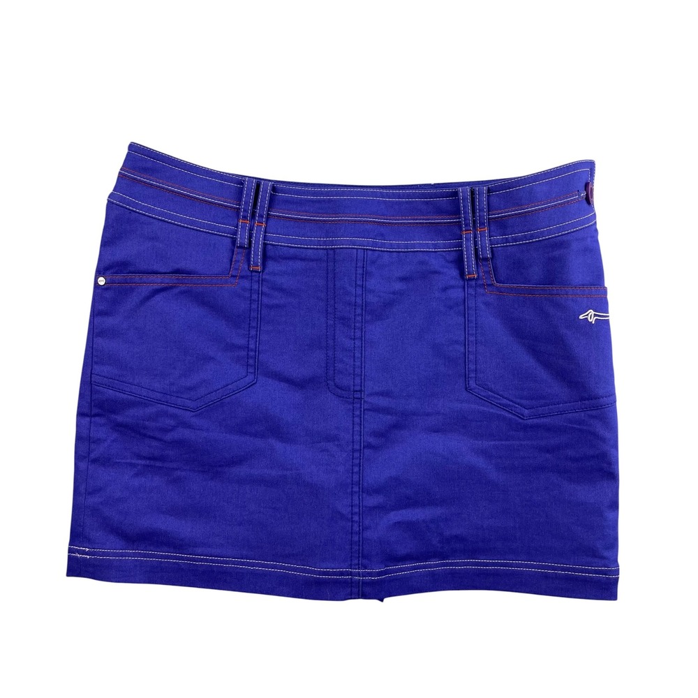 Louis Castel Blue Golf Mini Skirt Women Size 70 Embroidered Dachshund Sporty